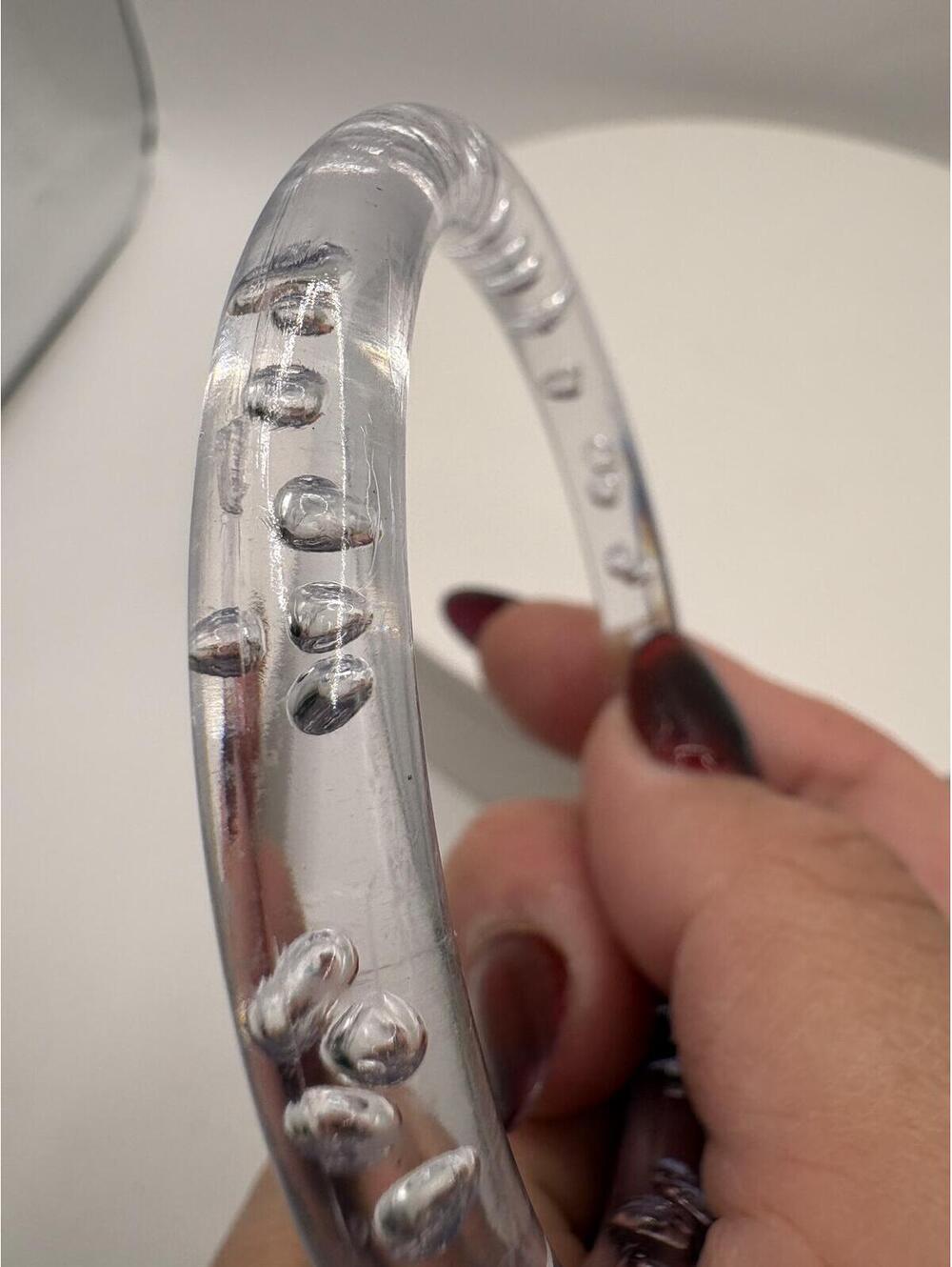 Vintage Clear Lucite Bubble Bangle Bracelet Transparent Acrylic Statement